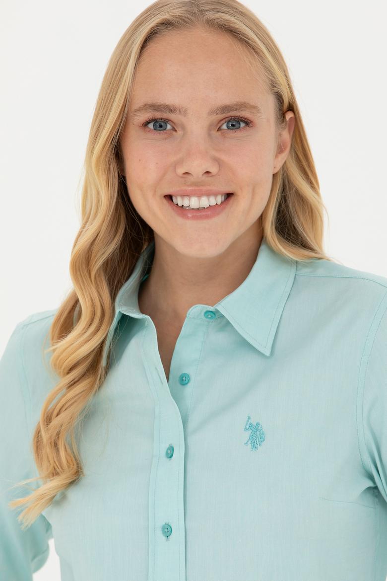 Kadın Mint Uzun Kollu Basic Gömlek - 50262851083