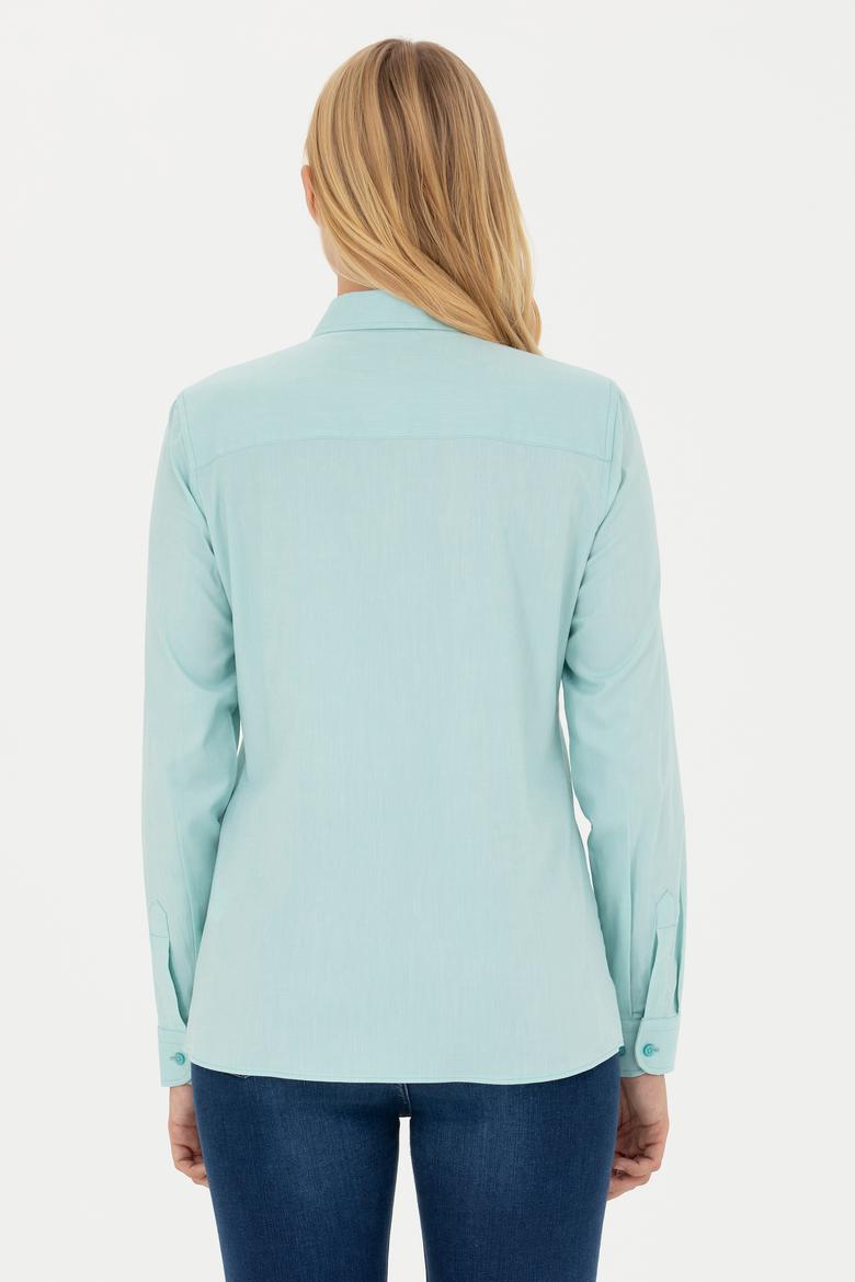 Kadın Mint Uzun Kollu Basic Gömlek - 50262851083