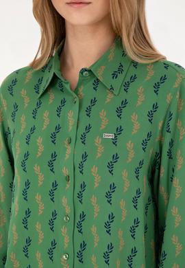 Kadın Yeşil Uzun Kollu Gömlek - 50272032051