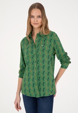 Kadın Yeşil Uzun Kollu Gömlek - 50272032051
