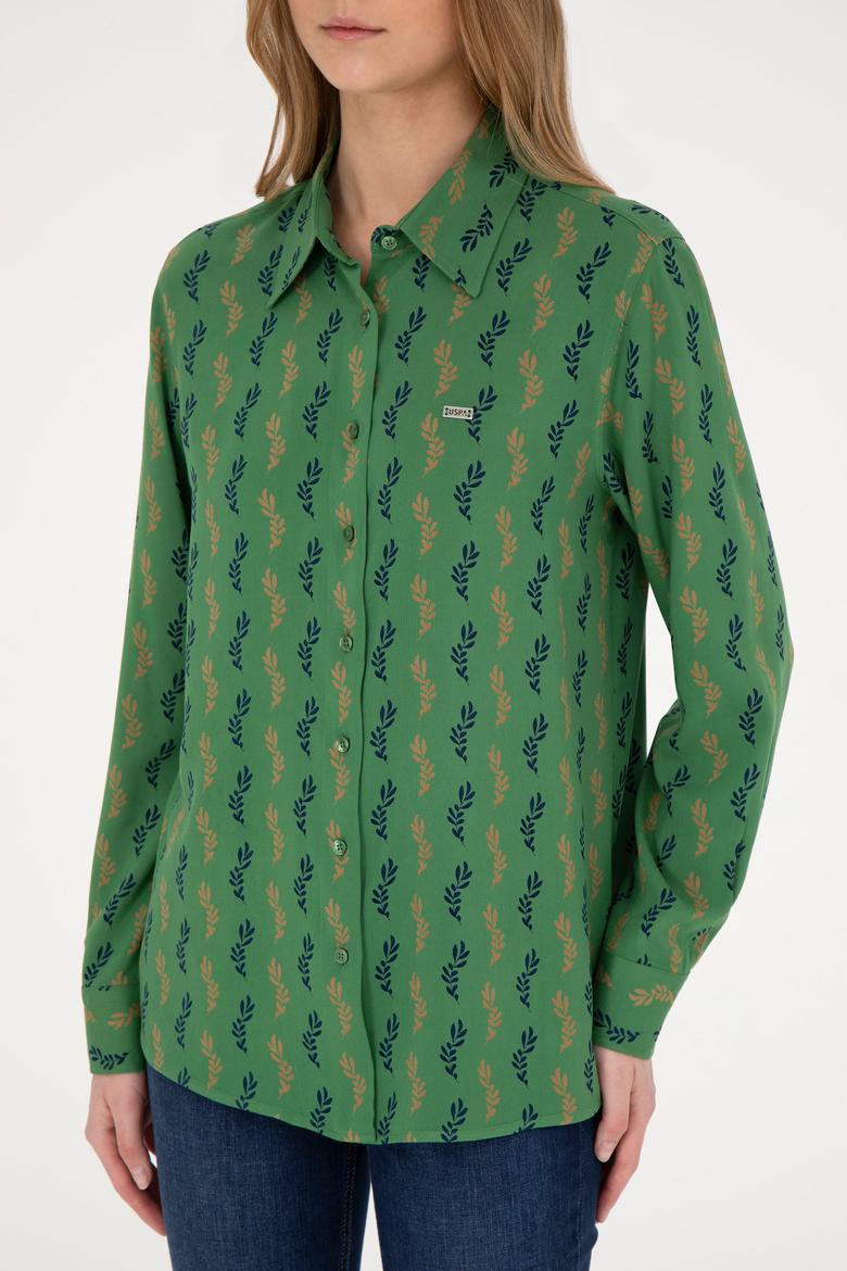 Kadın Yeşil Uzun Kollu Gömlek - 50272032051