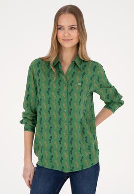 Kadın Yeşil Uzun Kollu Gömlek - 50272032051