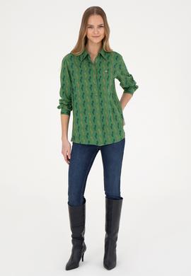 Kadın Yeşil Uzun Kollu Gömlek - 50272032051