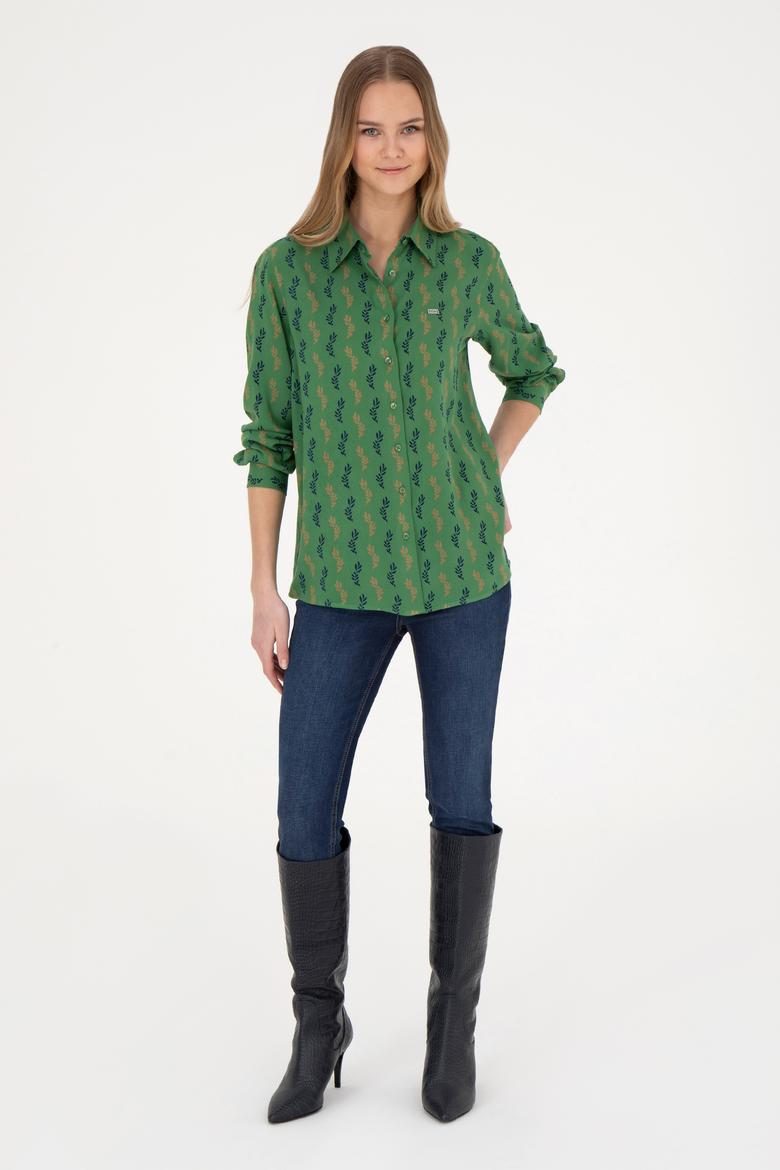 Kadın Yeşil Uzun Kollu Gömlek - 50272032051