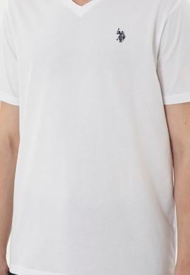 Erkek Regular Fit V Yaka Beyaz Basic Tişört - 50279617030