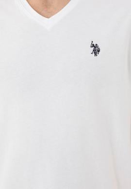 Erkek Regular Fit V Yaka Beyaz Basic Tişört - 50279617030