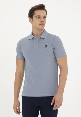 Erkek Slim Fit Polo Yaka İndigo Basic Tişört - 50279613297