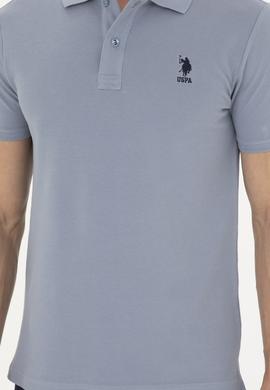 Erkek Slim Fit Polo Yaka İndigo Basic Tişört - 50279613297