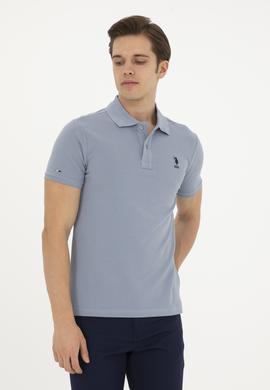 Erkek Slim Fit Polo Yaka İndigo Basic Tişört - 50279613297