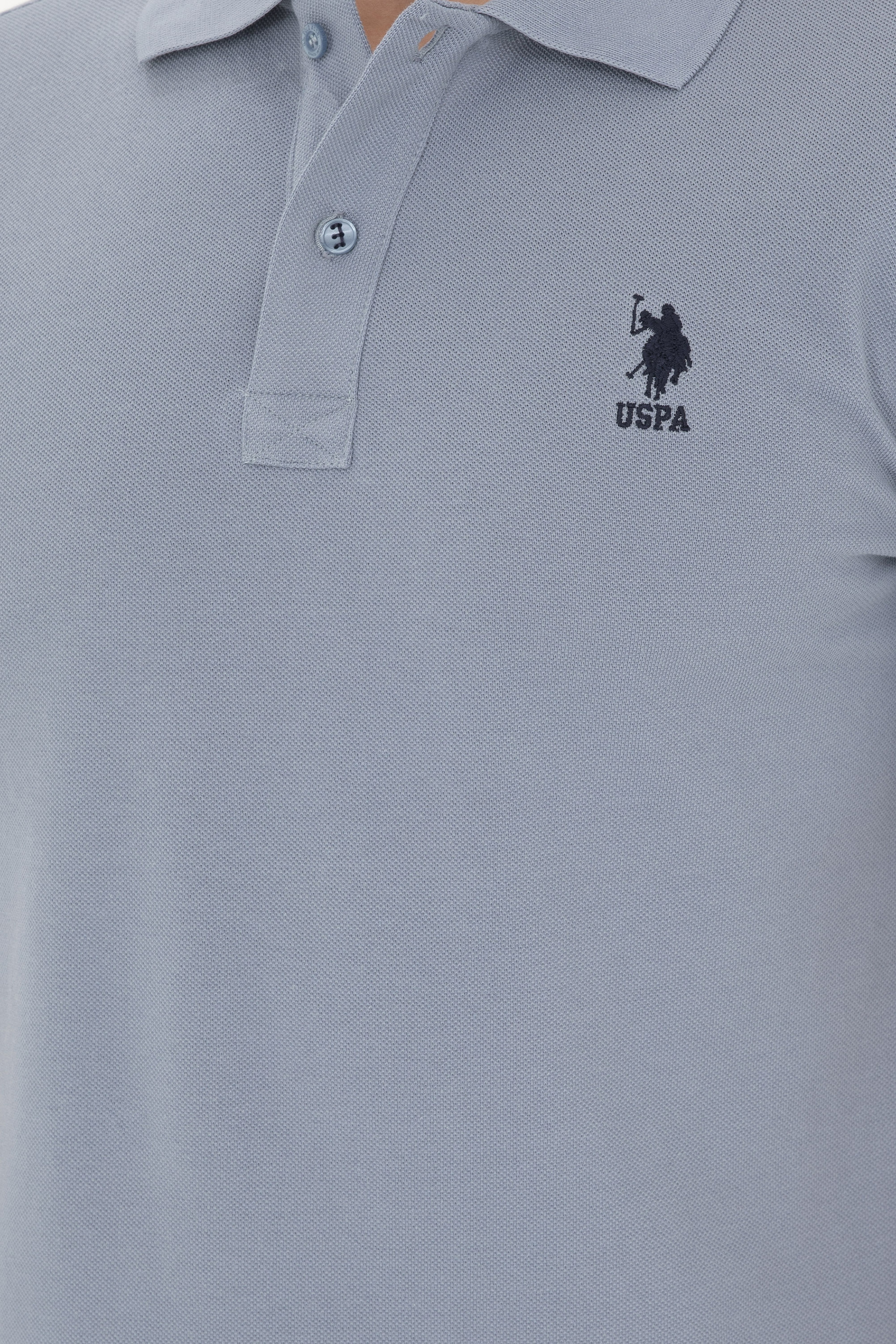 Erkek Slim Fit Polo Yaka İndigo Basic Tişört - Image 7