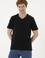 Erkek Regular Fit V Yaka Siyah Basic Tişört