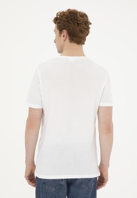 Erkek Regular Fit Bisiklet Yaka Beyaz Basic Tişört - 50279575009