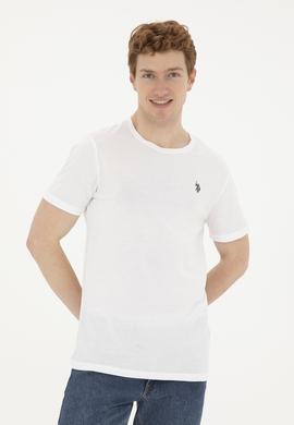 Erkek Regular Fit Bisiklet Yaka Beyaz Basic Tişört - 50279575009