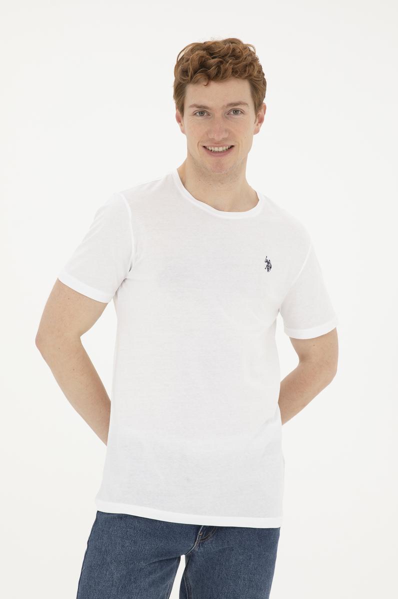 Erkek Regular Fit Bisiklet Yaka Beyaz Basic Tişört