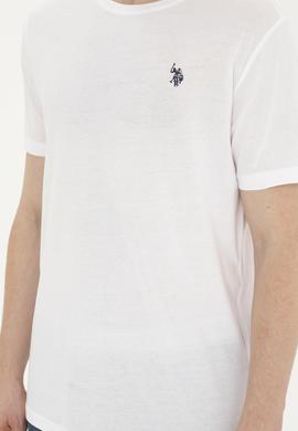 Erkek Regular Fit Bisiklet Yaka Beyaz Basic Tişört - 50279575009