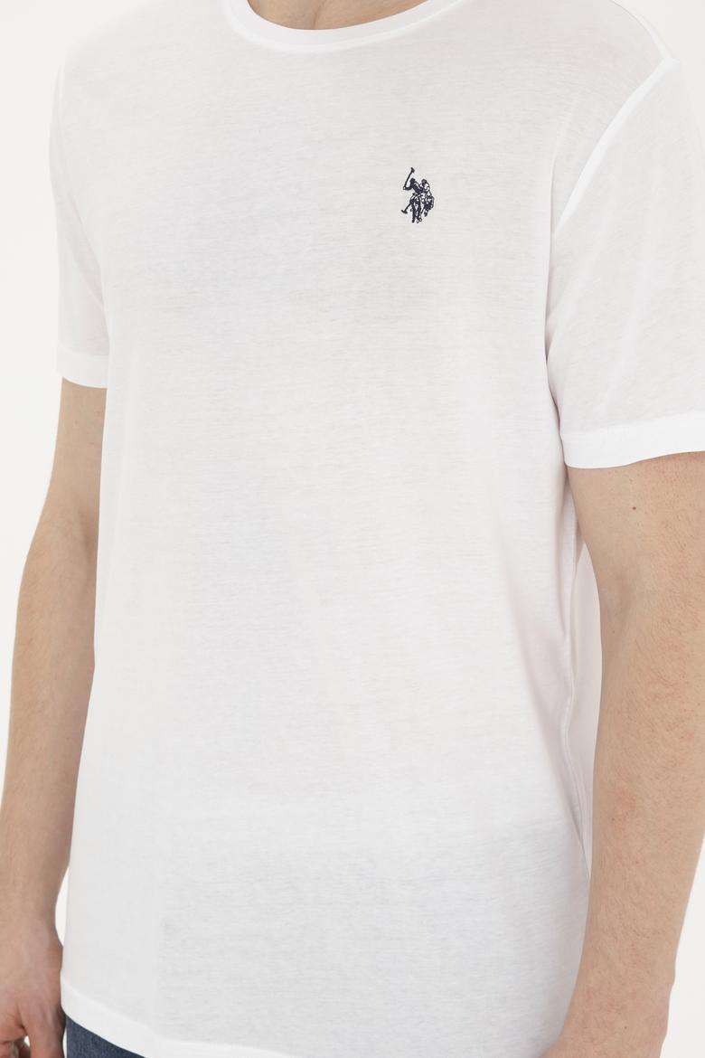 Erkek Regular Fit Bisiklet Yaka Beyaz Basic Tişört - 50279575009