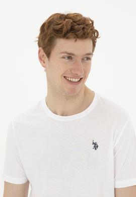 Erkek Regular Fit Bisiklet Yaka Beyaz Basic Tişört - 50279575009