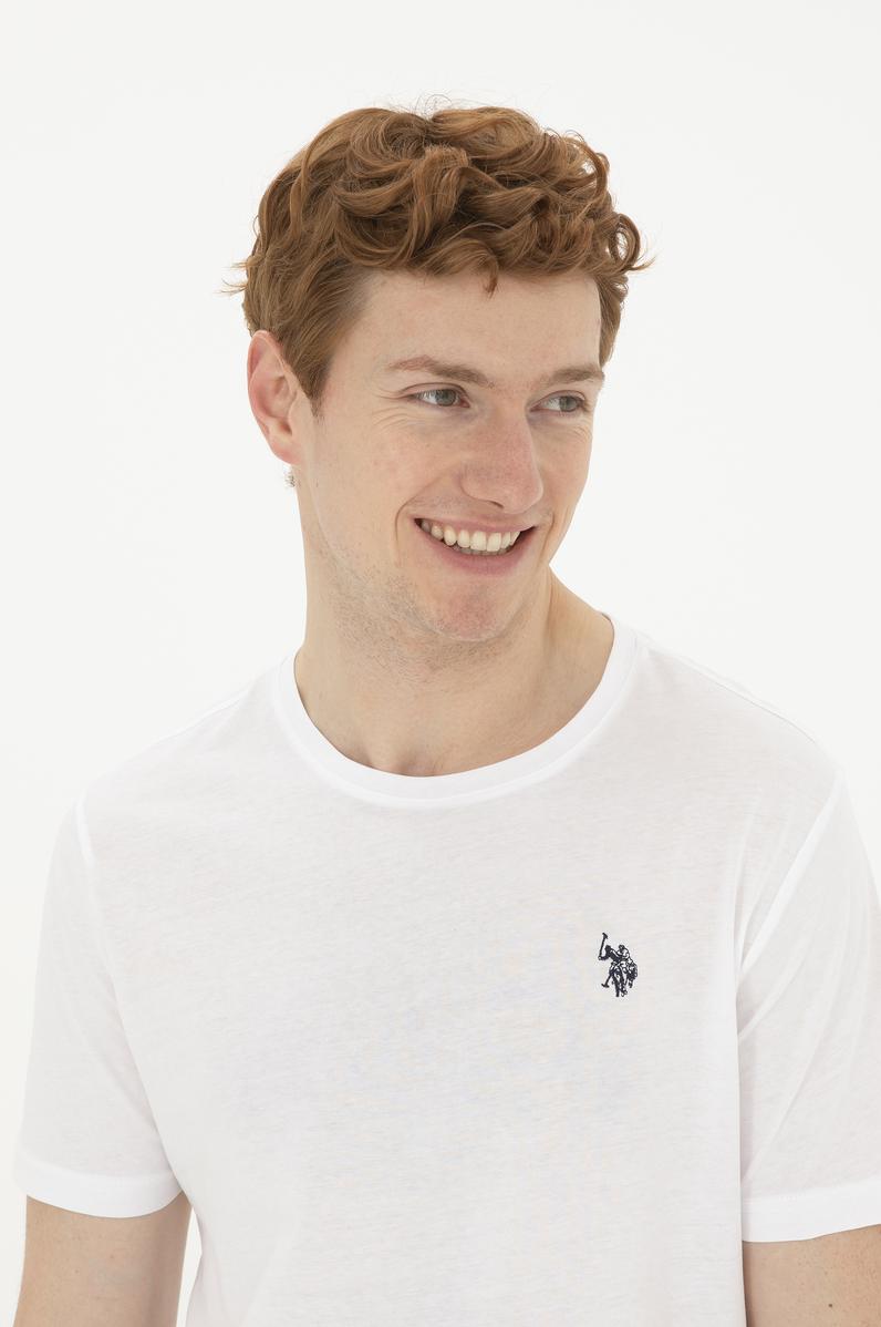 Erkek Regular Fit Bisiklet Yaka Beyaz Basic Tişört