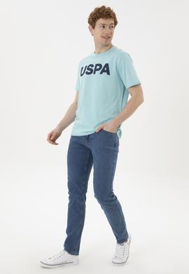 Erkek Regular Fit Bisiklet Yaka Su Yeşili Basic Tişört - 50279620188