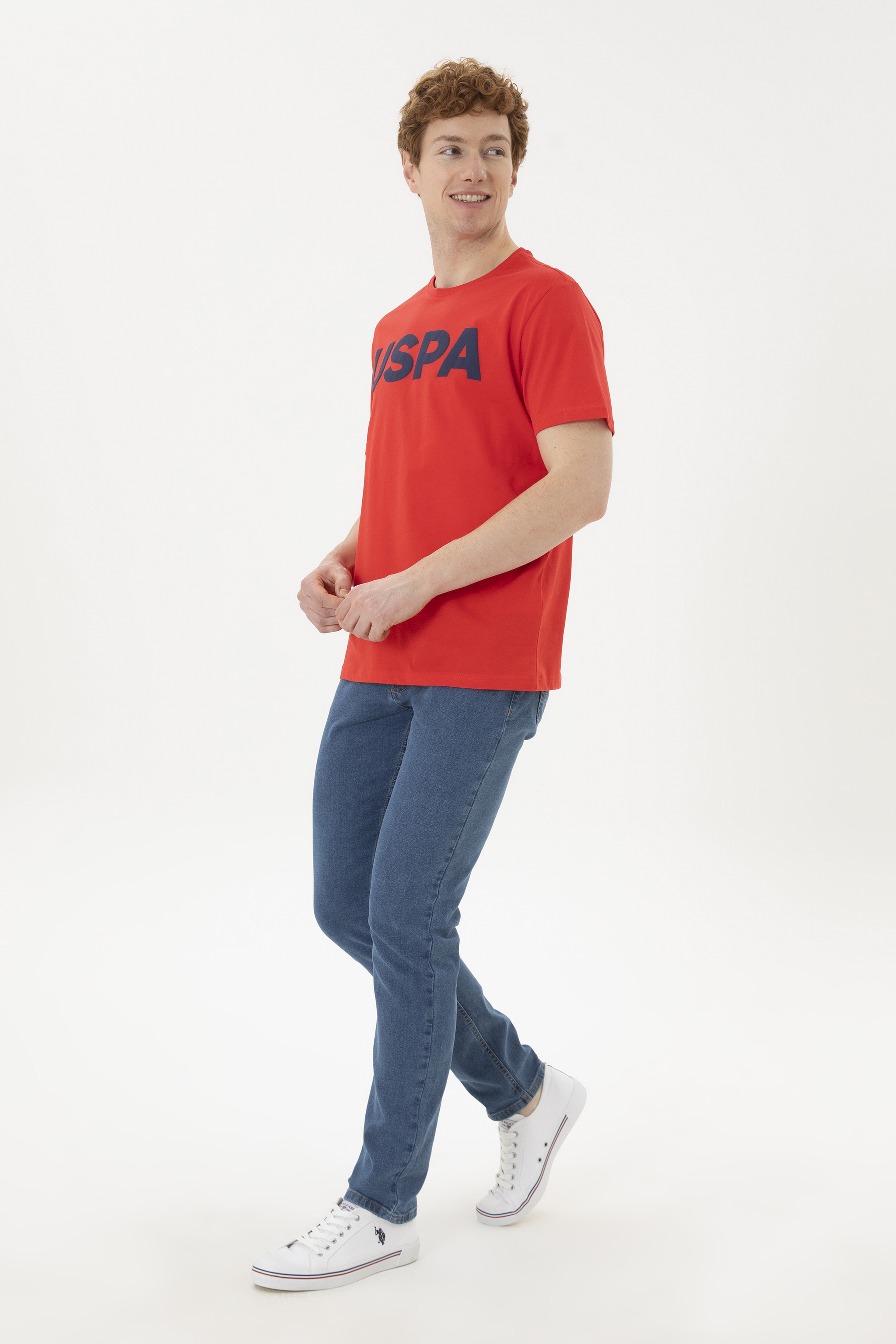 Erkek Regular Fit Bisiklet Yaka Kırmızı Basic Tişört - Image 4