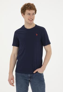 Erkek Regular Fit Bisiklet Yaka Lacivert Basic Tişört - 50279632039