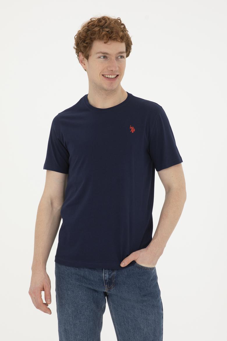 Erkek Regular Fit Bisiklet Yaka Lacivert Basic Tişört - 50279632039