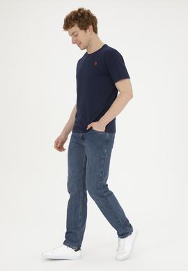 Erkek Regular Fit Bisiklet Yaka Lacivert Basic Tişört - 50279632039