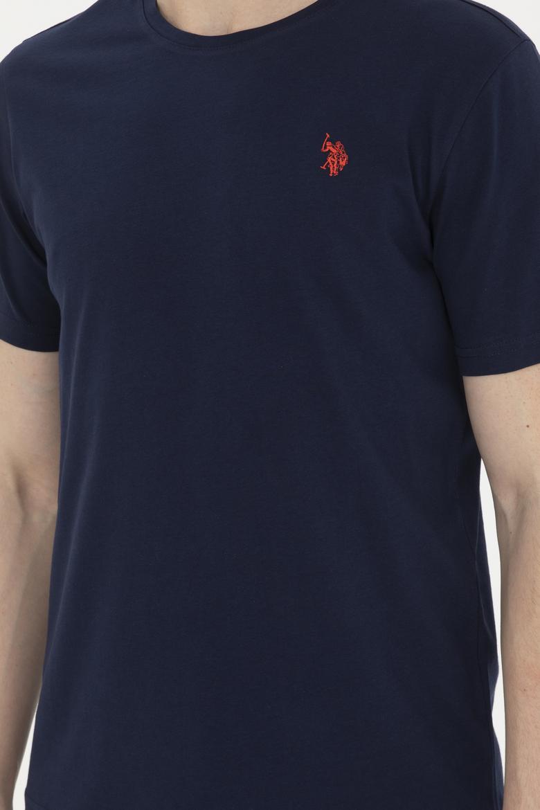 Erkek Regular Fit Bisiklet Yaka Lacivert Basic Tişört - 50279632039