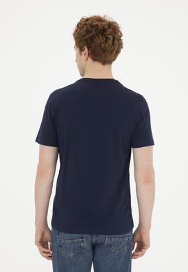 Erkek Regular Fit Bisiklet Yaka Lacivert Basic Tişört - 50279632039