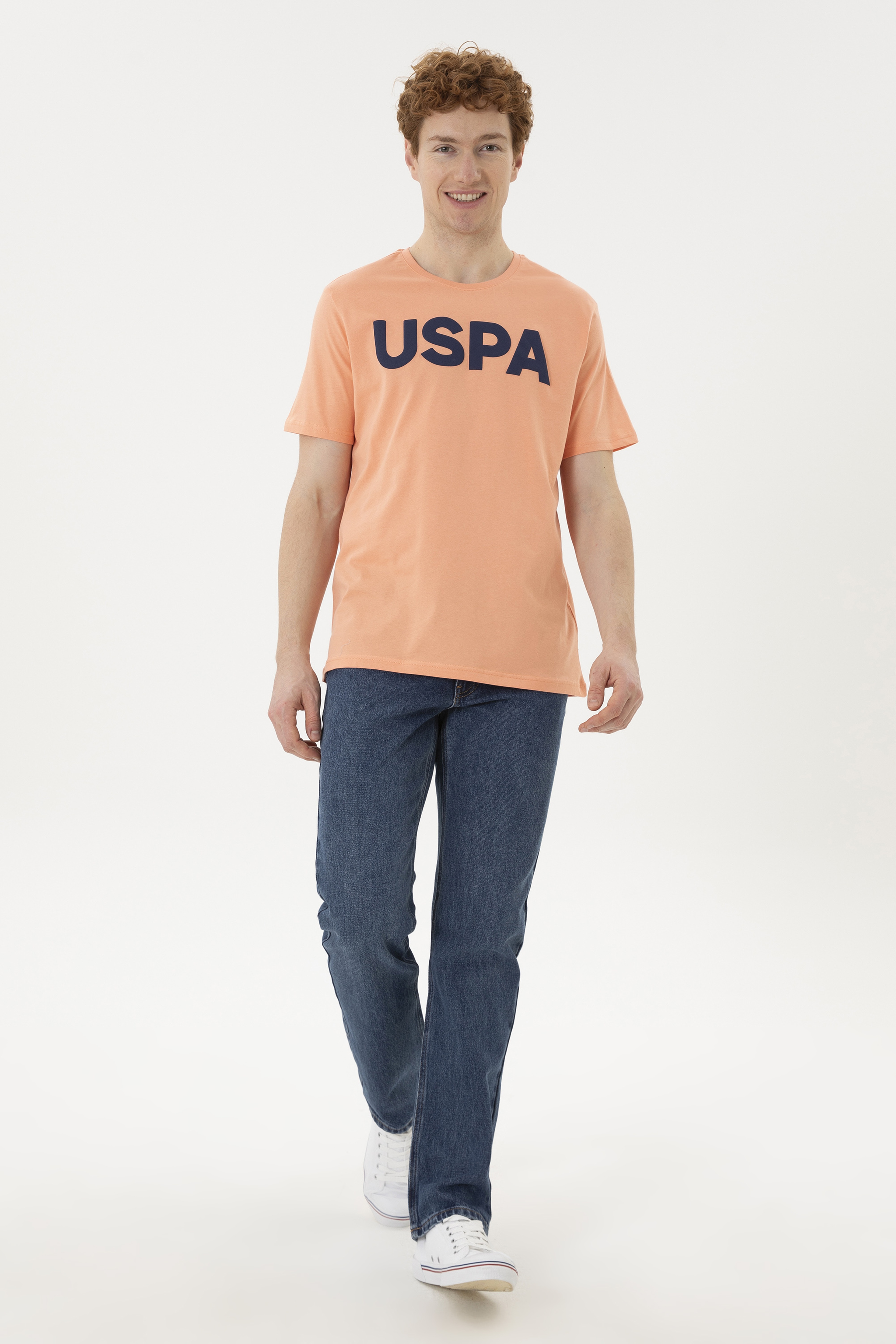 Erkek Regular Fit Bisiklet Yaka Somon Basic Tişört