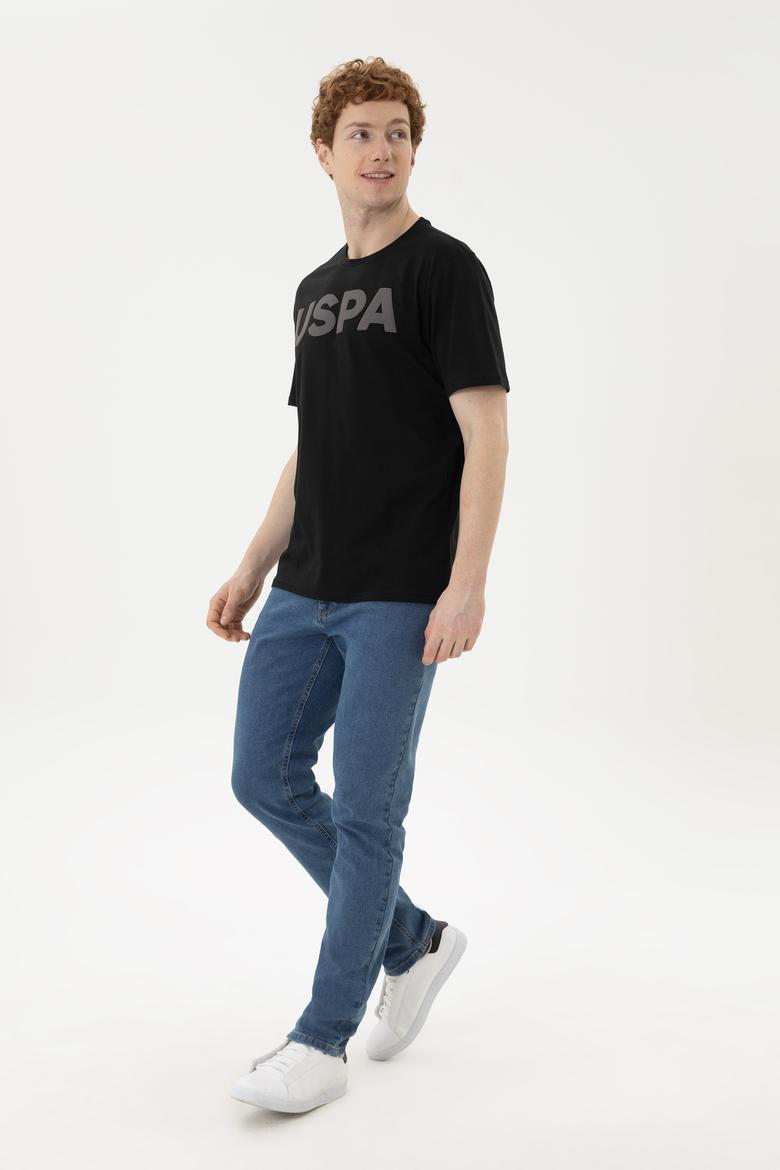 Erkek Regular Fit Bisiklet Yaka Siyah Basic Tişört - 50279620116