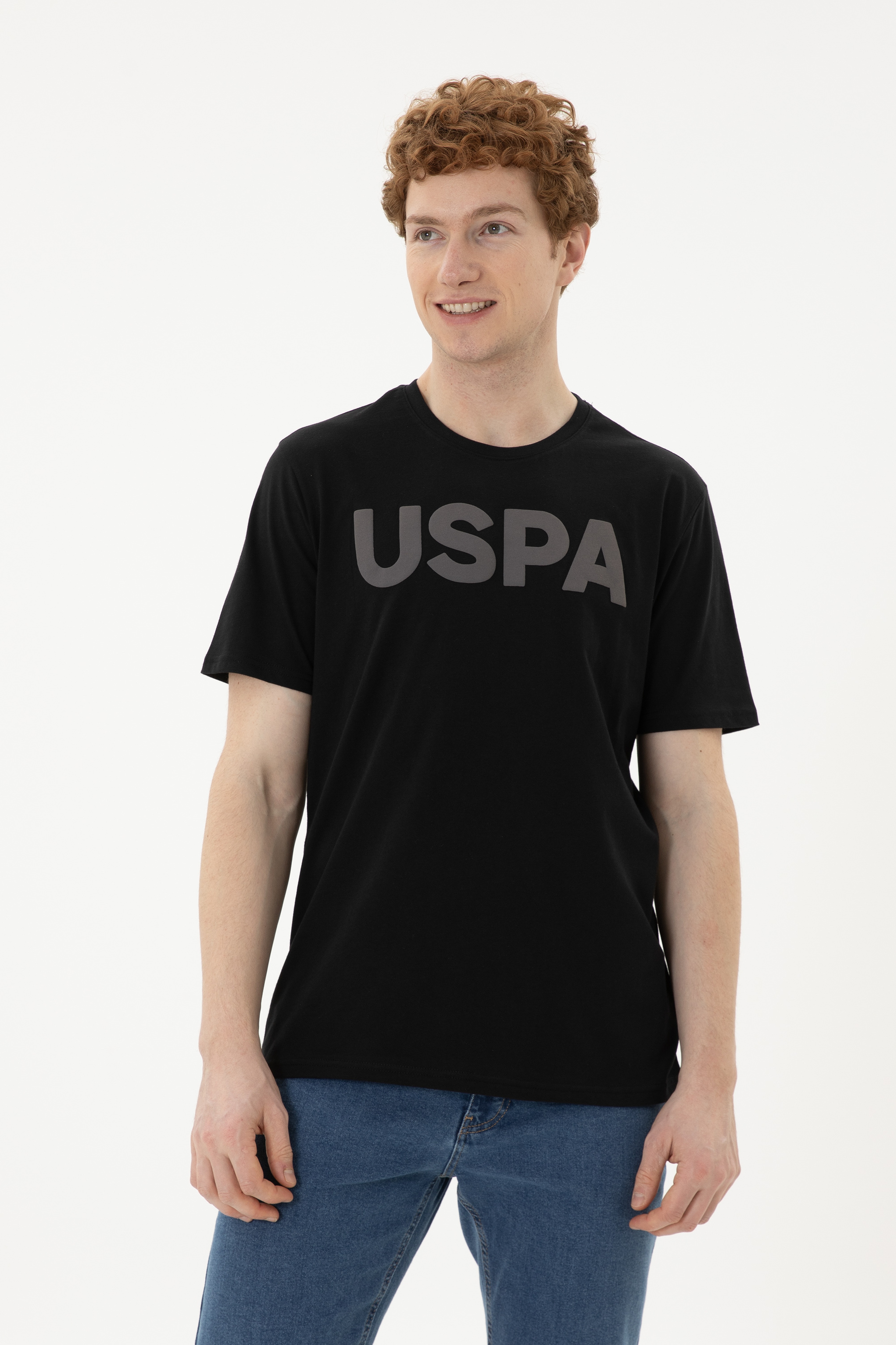 Erkek Regular Fit Bisiklet Yaka Siyah Basic Tişört - Image 1
