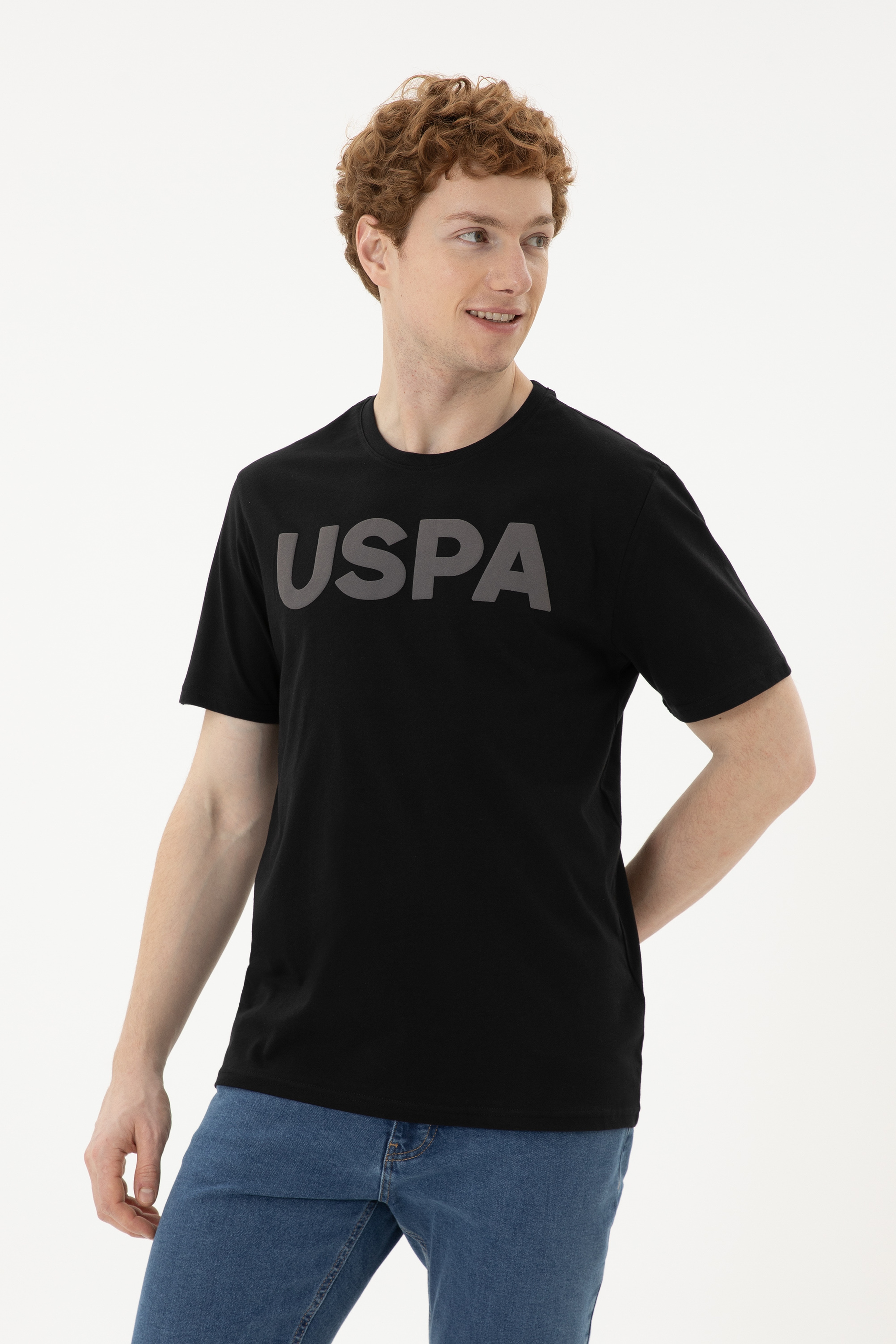 Erkek Regular Fit Bisiklet Yaka Siyah Basic Tişört - Image 3
