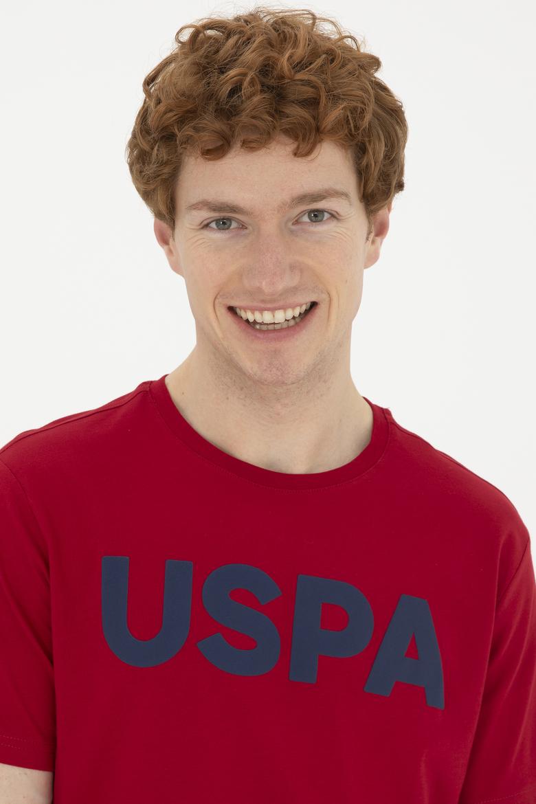 Erkek Regular Fit Bisiklet Yaka Bordo Basic Tişört - 50279620169