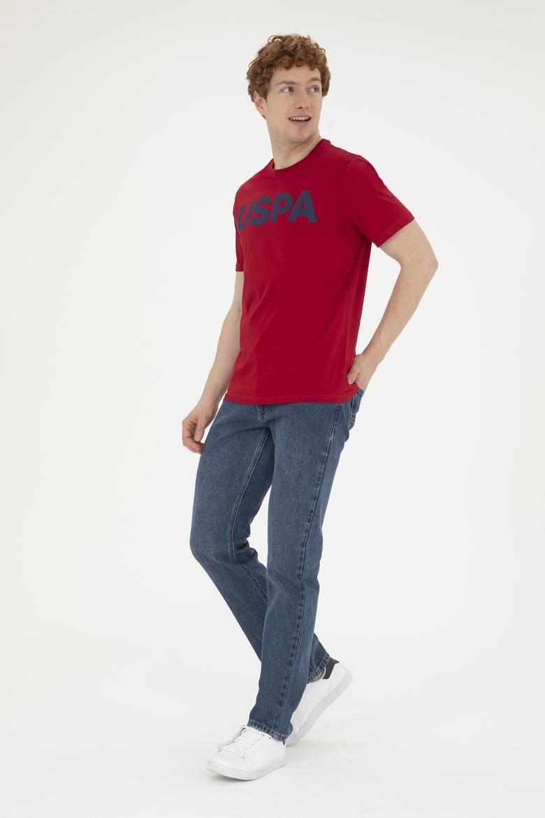 Erkek Regular Fit Bisiklet Yaka Bordo Basic Tişört - 50279620169