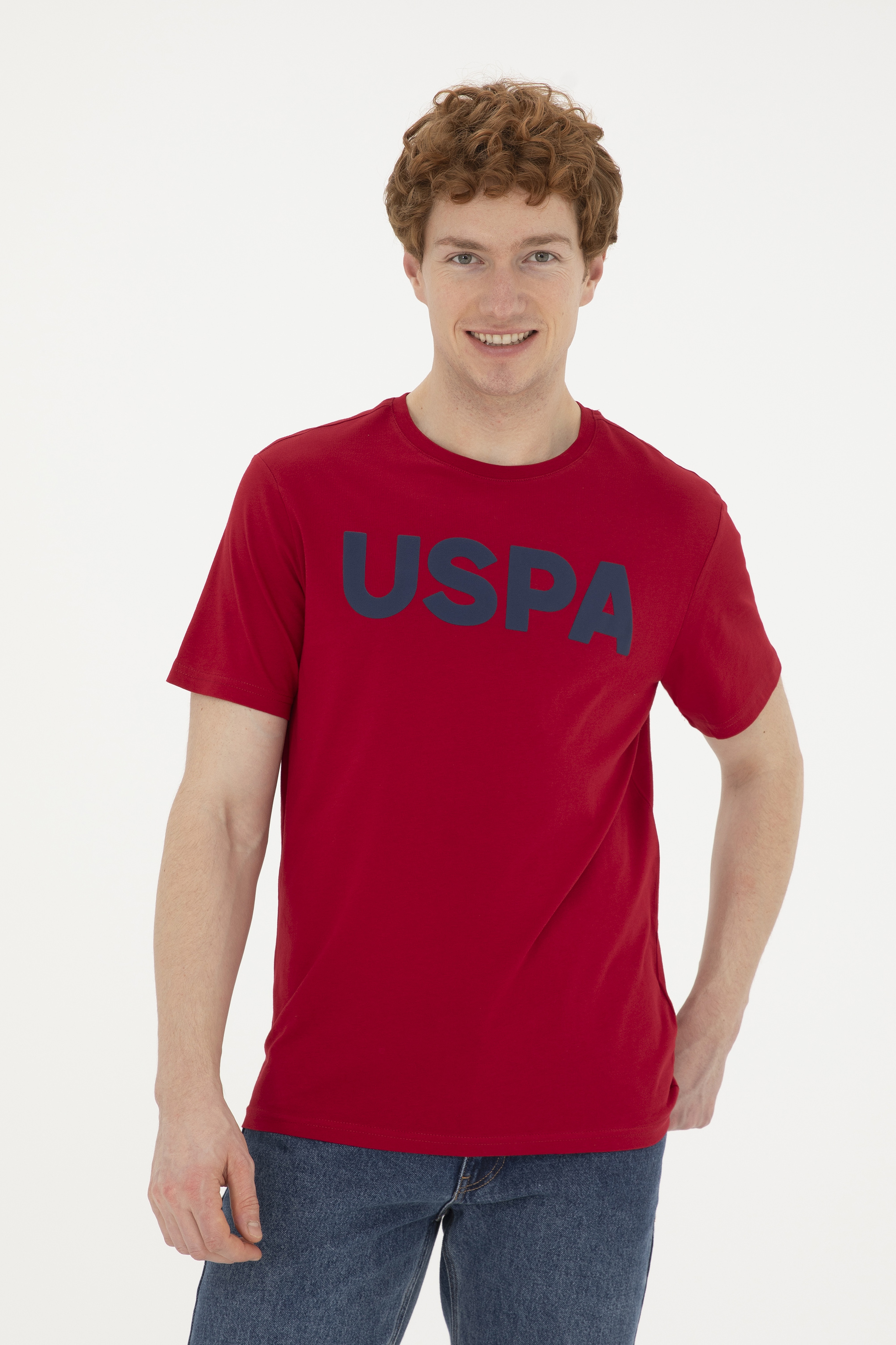 Erkek Regular Fit Bisiklet Yaka Bordo Basic Tişört - Image 3