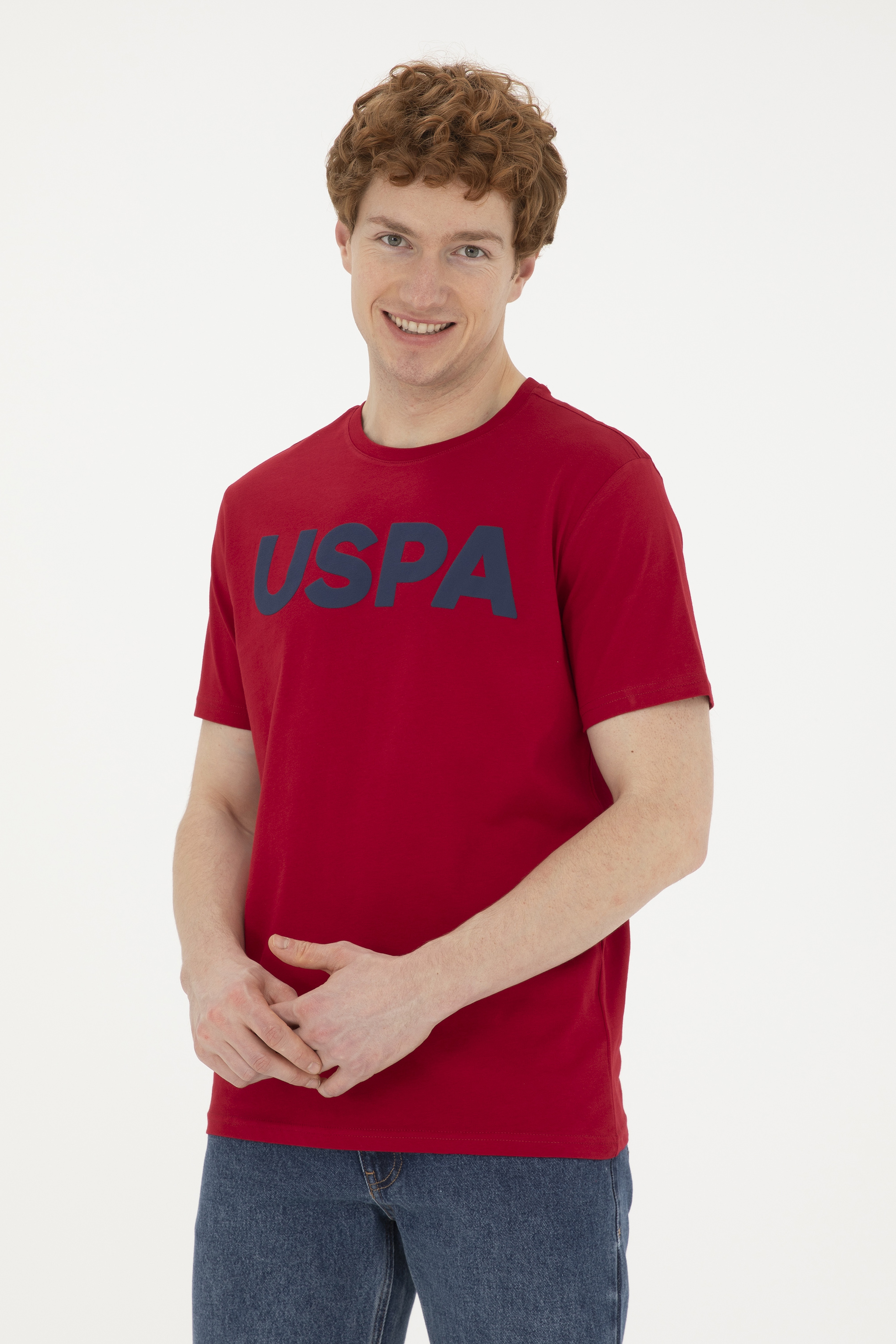 Erkek Regular Fit Bisiklet Yaka Bordo Basic Tişört - Image 1
