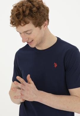 Erkek Regular Fit Bisiklet Yaka Lacivert Basic Tişört - 50279632039