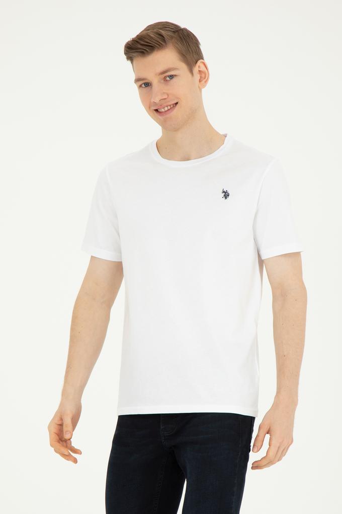 Erkek Regular Fit Bisiklet Yaka Beyaz Basic Tişört