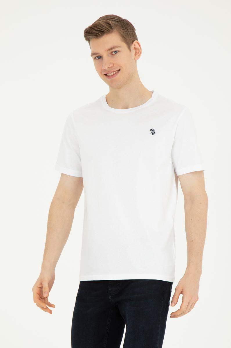 Erkek Regular Fit Bisiklet Yaka Beyaz Basic Tişört