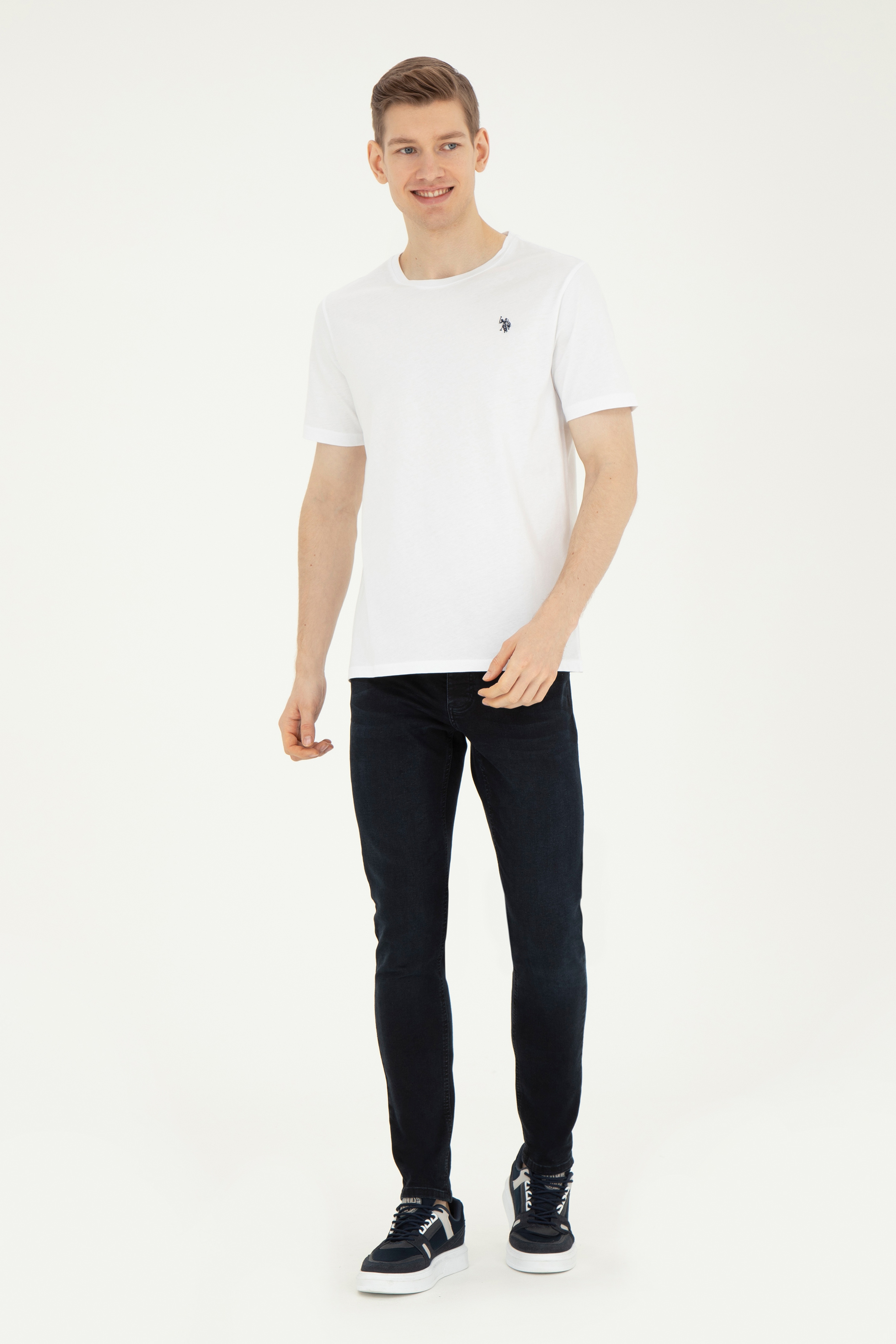 Erkek Regular Fit Bisiklet Yaka Beyaz Basic Tişört - Image 4