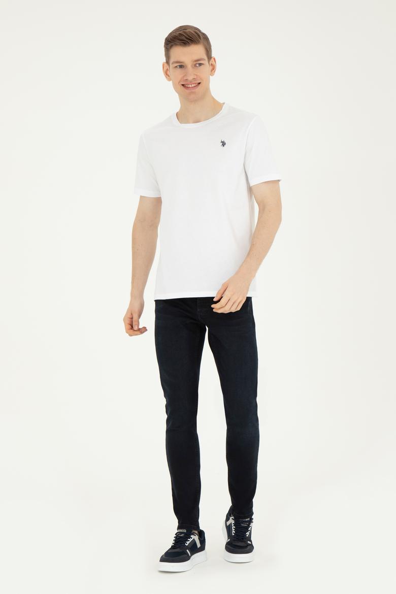 Erkek Regular Fit Bisiklet Yaka Beyaz Basic Tişört - 50279632027