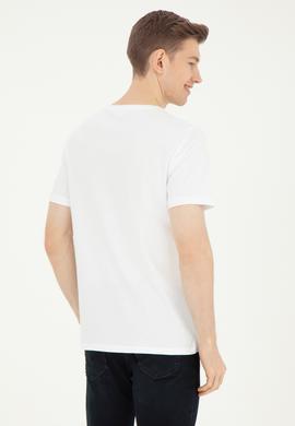 Erkek Regular Fit Bisiklet Yaka Beyaz Basic Tişört - 50279632027