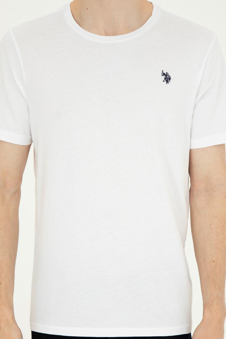 Erkek Regular Fit Bisiklet Yaka Beyaz Basic Tişört - 50279632027