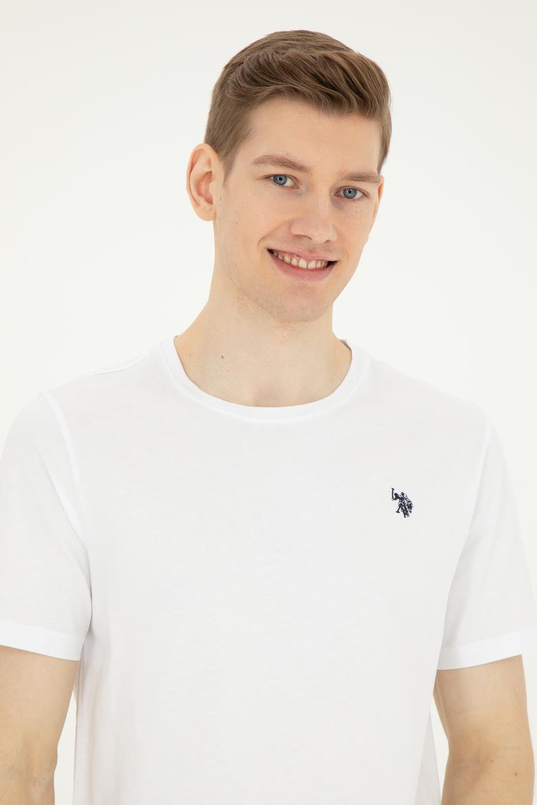 Erkek Regular Fit Bisiklet Yaka Beyaz Basic Tişört - 50279632027