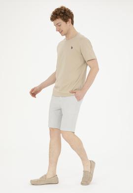 Erkek Regular Fit Bisiklet Yaka Açık Haki Basic Tişört - 50279632157