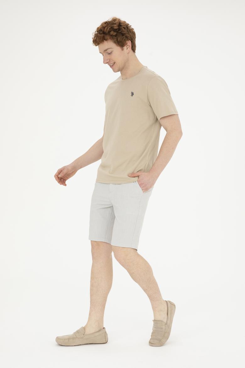 Erkek Regular Fit Bisiklet Yaka Açık Haki Basic Tişört - 50279632157