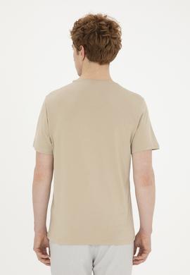 Erkek Regular Fit Bisiklet Yaka Açık Haki Basic Tişört - 50279632157