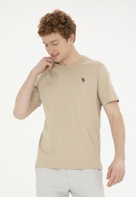 Erkek Regular Fit Bisiklet Yaka Açık Haki Basic Tişört - 50279632157