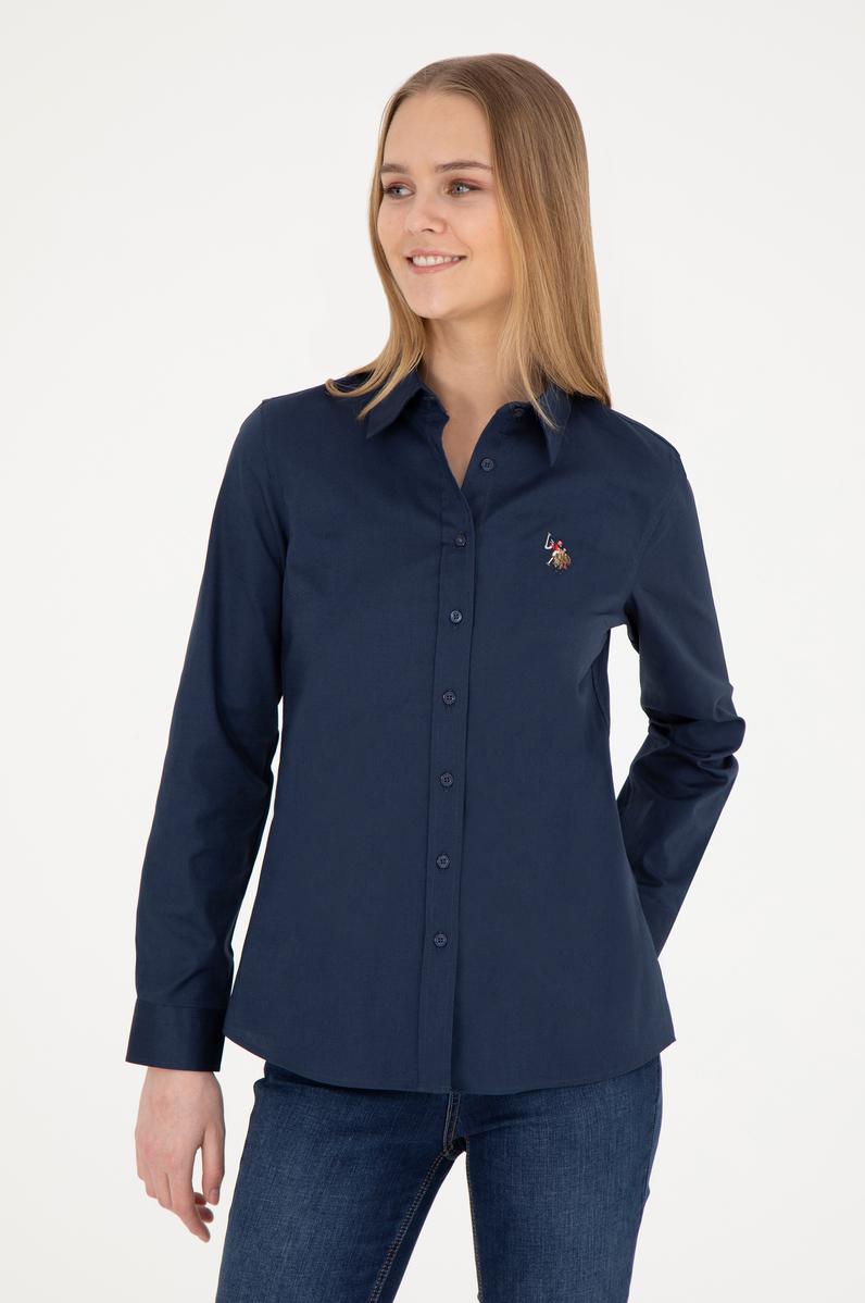 Kadın Lacivert Uzun Kollu Basic Gömlek